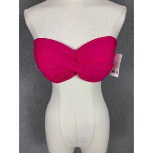 Bar III Women's Pink Twist-Front Halter Bikini Top Convertible Large Pink NWT's